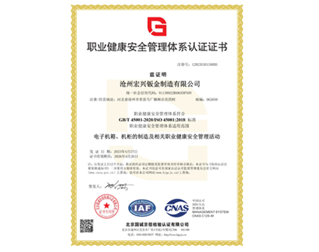職業(yè)健康安全管理體系認(rèn)證證書(shū)